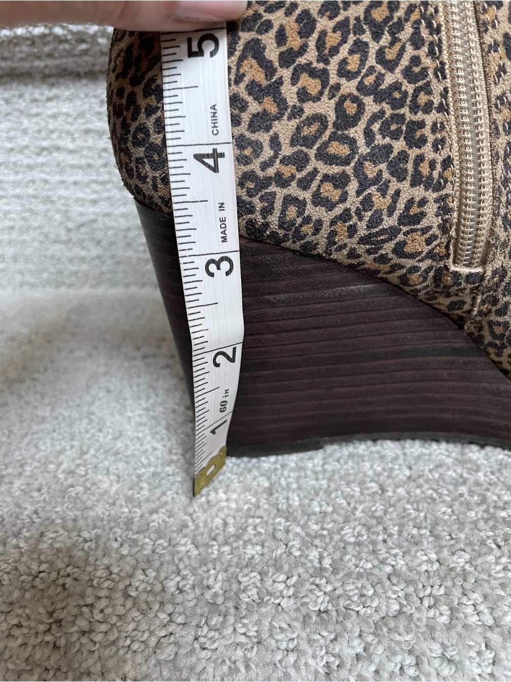 Lucky Brand Yabba Leopard Print Leather Stacked Wooden Heel Booties Size 11M - Picture 11 of 14